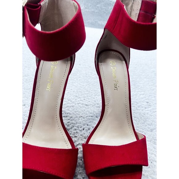Dream Pairs Red Open Toe Platform Stiletto High Heels Ankle Straps Size 7.5 - Picture 5 of 11